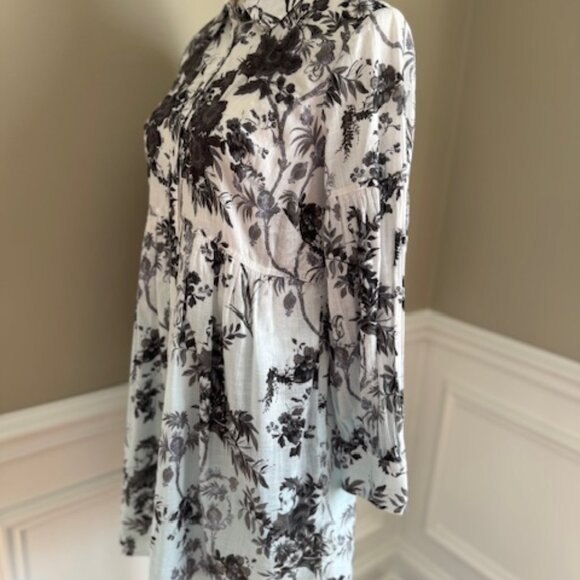 Anthropologie Lavinia Ombre' Embroidered Shirt Dress Floral Button Down Hobo - Picture 13 of 14